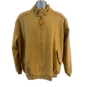 Orvis 100% Wool Camel 'Harrington' Bomber Jacket Plaid Flannel Lined Excellent L